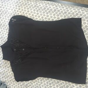 H&M Black Button Down Shirt with Lace Detail
